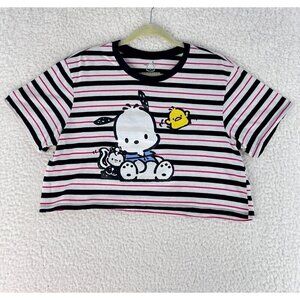 Pochacco by Sanrio Striped‎ Cropped Top Womens Short Sleeve Crew Neck Size XL
